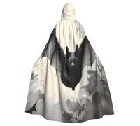YYHWHJDE Bat Print Pattern Halloween Adult Hooded Cape Cloak For Role-Playing, Stage Costumes, Parties Easy Care