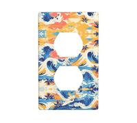 YYHWHJDE Beach Maui Hawaii Sunset sea Waves Clouds Pattern Double Socket Wall Panel Decorative is Durable and Suitable for Socket Light Switch Accessories 4.5x2.76in