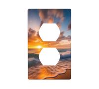 YYHWHJDE Beach Maui Hawaii Sunset Sea Waves Clouds Pattern Double Socket Wall Panel Decorative is Durable and Suitable for Socket Light Switch Accessories 4.5x2.76in