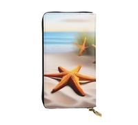 YYHWHJDE Beach Starfish Lands Printed Leather long clutch wallet Designed for fashion girls and women stylish and personalized 7.48 x 4.13 in, Black, One Size
