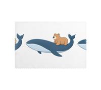 YYHWHJDE Bear On The Whale Prints Placemats Set of 6 12x18in - Elevate Every Meal with Durable & Customizable Table Layers