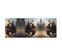 YYHWHJDE Bear Running Pattern Extra Large Mouse Pad, Computer Office Anti Slip Gaming Keyboard Thickened Version 12x31.5in