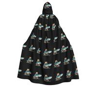 YYHWHJDE Bear Who Caught A Big Fish Pattern Halloween Adult Hooded Cape Cloak - Super Large Hooded Cloak No Zipper