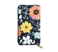 YYHWHJDE Beautiful colourful flowers Picture Leather long clutch wallet Designed for fashion girls and women stylish and personalized 7.48 x 4.13 in, Black, One Size