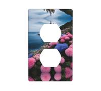 YYHWHJDE Beautiful Flowers by The sea Pattern Double Socket Wall Panel Decorative for Residential and Commercial Areas 4.5x2.76in