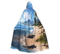 YYHWHJDE Beautiful hawaii beach Prints Halloween Adult Hooded Cloak for Parties and Costumes