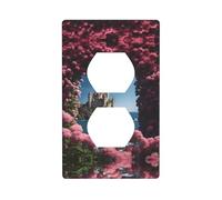 YYHWHJDE Beautiful Island with Flowers Pattern Double Socket Wall Panel Decorative for Residential and Commercial Areas 4.5x2.76in