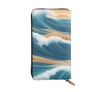 YYHWHJDE Beautiful ocean waves Prints Leather long clutch wallet Designed for fashion girls and women stylish and personalized 7.48 x 4.13 in, Black, One Size