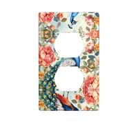 YYHWHJDE Beautiful Peacock and Floral Pattern Double Socket Wall Panel Decorative is Durable and Suitable for Socket Light Switch Accessories 4.5x2.76in