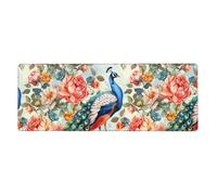 YYHWHJDE Beautiful Peacock And Floral Pattern Extra Large Mouse Pad, Computer Office Anti Slip Gaming Keyboard Thickened Version 12x31.5in