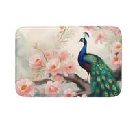YYHWHJDE Beautiful Peacock and Floral Picture Anti Slip and Thickened Floor mat Suitable for bathrooms, bedrooms, Washable Carpet Floor mats 16X24 in