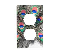 YYHWHJDE Beautiful Peacock Feathers Prints Double Socket Wall Panel Decorative for Residential and Commercial Areas 4.5x2.76in