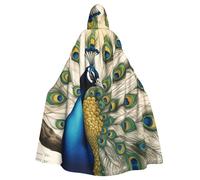 YYHWHJDE Beautiful Peacock Pattern Halloween Adult Hooded Cape Cloak No Zipper, Comfortable For Costume Parties