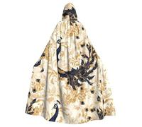 YYHWHJDE Beautiful Peacock Prints Halloween Adult Hooded Cape Men'S And Women'S Clothing Mantle Role-Playing
