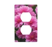 YYHWHJDE Beautiful Pink Flowers Pattern Double Socket Wall Panel Decorative is Durable and Suitable for Socket Light Switch Accessories 4.5x2.76in
