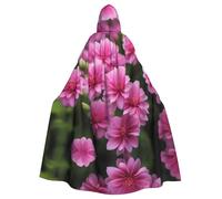 YYHWHJDE Beautiful pink flowers Picture Halloween Adult Hooded Cloak for Role-Playing, Costumes, and Theme Parties