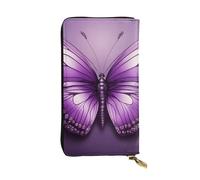 YYHWHJDE Beautiful Purple Butterfly Art Picture Quality Leather Long Clutch Wallet Designed for Fashion Girls and Women Stylish 7.48 x 4.13 in