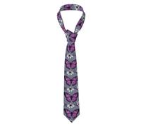 YYHWHJDE Beautiful Purple Butterfly Floral Pattern Men's tie classic style suit cravat suitable for holidays and work