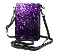 YYHWHJDE Beautiful Purple Glitter Leather Crossbody Phone Pouch