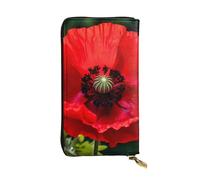 YYHWHJDE Beautiful Red Poppy Flower Printing Quality Leather Long Clutch Wallet Designed for Fashion Girls and Women Stylish 7.48 x 4.13 in