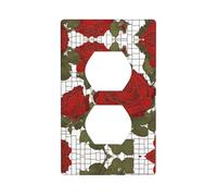 YYHWHJDE Beautiful red Roses Pattern Double Socket Wall Panel Decorative for Residential and Commercial Areas 4.5x2.76in