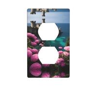 YYHWHJDE Beautiful sea with Many Flowers Pattern Double Socket Wall Panel Decorative for Residential and Commercial Areas 4.5x2.76in