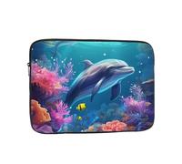 YYHWHJDE Beautiful Underwater World Dolphins Coral Pattern Shockproof Portable Laptop 15 inch Sleeve Bag for Men and Women - Ideal for Business Travel, School, and Daily Use