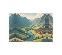YYHWHJDE Beautiful Valley Prints Placemats Set of 6 12x18in - Engineered for Durability & Heat Resistance Polyester