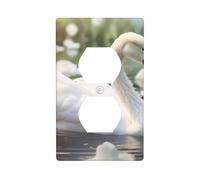 YYHWHJDE Beautiful White swan Pattern Double Socket Wall Panel Decorative is Durable and Suitable for Socket Light Switch Accessories 4.5x2.76in
