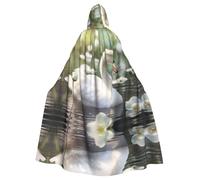 YYHWHJDE beautiful white swan Prints Halloween Adult Hooded Cloak for Parties and Costumes