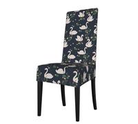 YYHWHJDE Beautiful White Swans On The Lake Prints Dining Chair Throw Covers - Stretchable Polyester Blend Protects Your Chairs with Easy Style & Easy Care