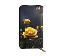 YYHWHJDE Beautiful yellow roses Picture Leather long clutch wallet Designed for fashion girls and women stylish and personalized 7.48 x 4.13 in, Black, One Size