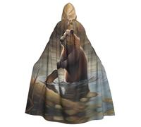 YYHWHJDE beaver working Printing Halloween Adult Hooded Cloak for Parties and Costume Events