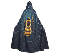 YYHWHJDE Bee On Spider Web Prints Adult Hooded Cloak is a super large, comfortable, and durable Halloween hooded poncho