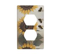 YYHWHJDE bee & Sunflowers Pattern Double Socket Wall Panel Decorative is Durable and Suitable for Socket Light Switch Accessories 4.5x2.76in