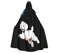 YYHWHJDE Bichon Chasing Balloons Picture Halloween Adult Hooded Cape Cloak No Zipper, Comfortable For Costume Parties