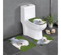 YYHWHJDE Bichon on the grass Prints 3 Piece Bathroom Rugs Set 24x16in Plush Shag Throw Mats for Spa, Guest Room, or Kids Bath