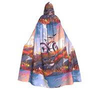 YYHWHJDE Bicycles On The Hill Pattern Halloween Adult Hooded Cape Cloak - Super Large Hooded Cloak No Zipper