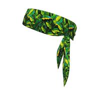 YYHWHJDE Big Green Banana Leaf Prints Sports Double-Sided Headscarf for Women and Men Adjustable for All Head Circumferences