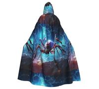 YYHWHJDE Big Spider In The Starry Sky Pattern Halloween Adult Hooded Cape Cloak - Super Large Hooded Cloak No Zipper
