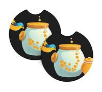 YYHWHJDE Bird Next to Honey Pot Pattern Car Coasters 2 Pack - Durable Waterproof Cup Holder Coasters for Car Interior Protection and Decoration