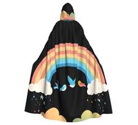 YYHWHJDE Birds flying under the rainbow Picture Halloween Adult Hooded Cloak for Role-Playing, Costumes, and Theme Parties