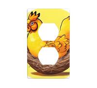 YYHWHJDE Bird's Nest Golden Chicken Picture Double Socket Wall Panel Electrical Socket Cover Plate is Shatter Resistant and Durable 4.5x2.76in