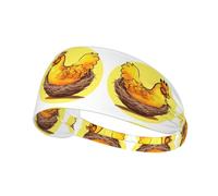 YYHWHJDE Bird's Nest Golden Chicken Picture Sports Headband for Women Sweat Proof Bandeau Summer Elastic Band