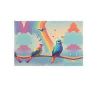 YYHWHJDE Birds On The Rainbow Prints Placemats Set of 6 12x18in - Engineered for Durability & Heat Resistance with Quality Polyester
