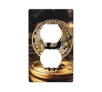 YYHWHJDE Bitcoin Picture Double Socket Wall Panel Decorative is Durable and Suitable for Socket Light Switch Accessories 4.5x2.76in