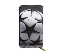 YYHWHJDE Black and White Football Printing Quality Leather Long Clutch Wallet Designed for Fashion Girls and Women Stylish 7.48 x 4.13 in