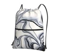 YYHWHJDE Black And White Paint Mixed Prints Drawstring Zipper Backpack - Lightweight Water-Resistant Gym Bag for Travel, Yoga, and Everyday Adventures