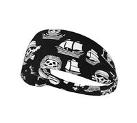 YYHWHJDE Black and White Pirates Picture Sports Headband for Women Sweat Proof Bandeau Summer Elastic Band