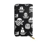YYHWHJDE Black and White Pirates Printing Quality Leather Long Clutch Wallet Designed for Fashion Girls and Women Stylish 7.48 x 4.13 in